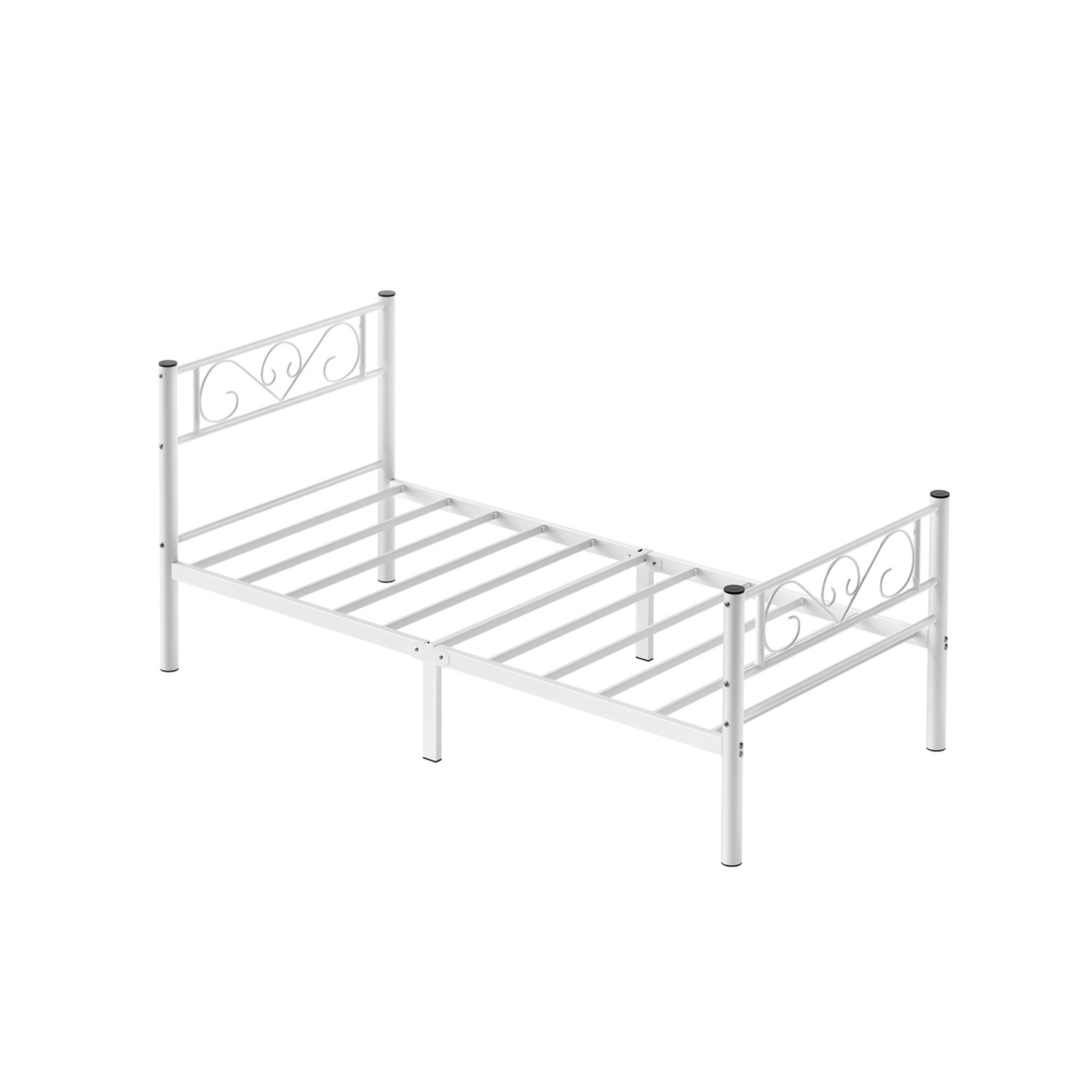 Enkeltsengramme, metalsengramme passer til madrasser på 1 m x 2,1 m, nem montering, hvid 1 metalsengramme