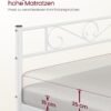 Enkeltsengramme, metalsengramme passer til madrasser på 1 m x 2,1 m, nem montering, hvid - Billede 6