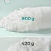 Pudefyld med 800 g og 420 g vægt, blødt polyester materiale.