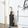 Paraplystativ i metal med kroge og drypbakke, 15,5 x 15,5 x 49 cm, sort - Billede 3