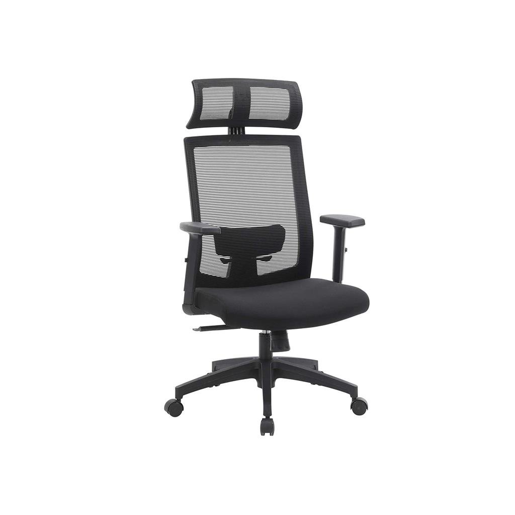 Kontorstol, Skrivebordsstol med net, Ergonomisk computerstol, 360° drejelig, Låsbar, Sort 1 computerstol
