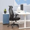 Kontorstol, Skrivebordsstol med net, Ergonomisk computerstol, 360° drejelig, Låsbar, Sort - Billede 2