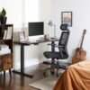 Kontorstol, Skrivebordsstol med net, Ergonomisk computerstol, 360° drejelig, Låsbar, Sort - Billede 4