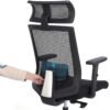 Kontorstol, Skrivebordsstol med net, Ergonomisk computerstol, 360° drejelig, Låsbar, Sort - Billede 7