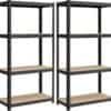 Sort kælderreol med 2 sæt, 40x80x160 cm, robust og funktionel.