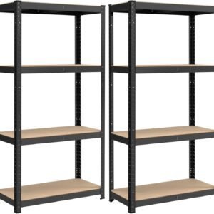 Sort kælderreol med 2 sæt, 40x80x160 cm, robust og funktionel.