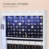 Smykkeskab med spejl og 6 LED-lys, 9,6 x 33,6 x 113 cm, hvidt - Billede 5
