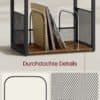 Stilfuldt pladespillerstativ med 3-lags sidebord og metalramme.