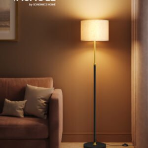 Gulvlampe, justerbar højde fra 140 til 170 cm, moderne stil, guld og sort