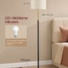 Gulvlampe, justerbar højde fra 140 til 170 cm, moderne stil, guld og sort - Billede 4