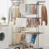 Stor tørrestativ, foldbart tørrestativ til tøj, 4-lags, 63,5 x 125,5 x 173 cm, duegrå - Billede 2