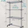 Stor tørrestativ, foldbart tørrestativ til tøj, 4-lags, 63,5 x 125,5 x 173 cm, duegrå - Billede 7
