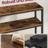 Robust og stabil hallwaybord med to hylder i træ og metalramme.