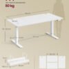 Højdejusterbart skrivebord, 160 x 80 cm, USB-C-port - Billede 6