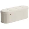 Elegant hvid opbevaringspuf med polstret top og kapacitet 110 L.