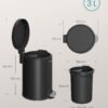 Badeværelsesspand, 0,8 gallon (3 l) ståltoiletspand med soft-close låg, blæksort - Billede 6