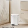 Pedalspand til badeværelset, 6 l ståltoiletspand med soft-close låg, Cloud White - Billede 2