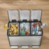 3 x 15 l køkkenspand, 3-rums genbrugsbeholder, rustfrit stål, sølv - Billede 5