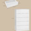 Hvid kommode med fire skuffer i moderne stil, 40x60x97,4 cm.