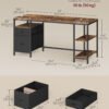 VASAGLE Computer Desk, Work Desk with Storage, 3 Shelves, 2 Drawers, 60 x 160 x 76 cm, for Home Office, Living Room, Industrial Style, Rustic Brown and Matte Black LWD105K01 - Billede 5