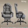 Gamingstol, Kontorcomputerstol, Ergonomisk design, 150 kg lasteevne, Skifergrå - Billede 6