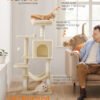 Feandrea Cat Tree Tower, 44.1-Inch Multi-Level Cat Condo with 4 Scratching Posts, 2 Perches, Hammock, Cave, Beige UPCT261M01S - Billede 2