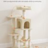 Feandrea Cat Tree Tower, 44.1-Inch Multi-Level Cat Condo with 4 Scratching Posts, 2 Perches, Hammock, Cave, Beige UPCT261M01S - Billede 3