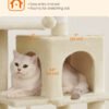 Feandrea Cat Tree Tower, 44.1-Inch Multi-Level Cat Condo with 4 Scratching Posts, 2 Perches, Hammock, Cave, Beige UPCT261M01S - Billede 7