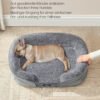 Hundeseng til mellemstore hunde, 76 x 51 x 18 cm, ortopædisk, vandtæt, skridsikker, lysegrå - Billede 3