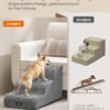 Feandrea 3-Step Dog Stairs, Dog Steps for Bed, Sofa, Waterproof Pet Stairs with Anti-Slip Designs, Gentle Slope, Removable Washable Cover, Handle, Dove Grey PPS003G01 - Billede 2