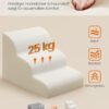 Feandrea 3-Step Dog Stairs, Dog Steps for Bed, Sofa, Waterproof Pet Stairs with Anti-Slip Designs, Gentle Slope, Removable Washable Cover, Handle, Dove Grey PPS003G01 - Billede 3