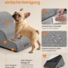 Feandrea 3-Step Dog Stairs, Dog Steps for Bed, Sofa, Waterproof Pet Stairs with Anti-Slip Designs, Gentle Slope, Removable Washable Cover, Handle, Dove Grey PPS003G01 - Billede 4