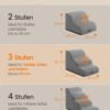 Feandrea 3-Step Dog Stairs, Dog Steps for Bed, Sofa, Waterproof Pet Stairs with Anti-Slip Designs, Gentle Slope, Removable Washable Cover, Handle, Dove Grey PPS003G01 - Billede 5