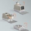 Kattebakke i rustfrit stål med vippelåg, XL - Billede 6