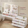 Toiletbord med spejl og LED-belysning, L-formet, skyhvid - Billede 2