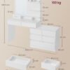 Toiletbord med spejl og LED-belysning, L-formet, skyhvid - Billede 3