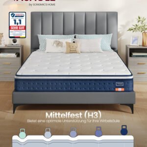 VASAGLE madras med pocketfjedre og gel memory foam, medium fast støtte.