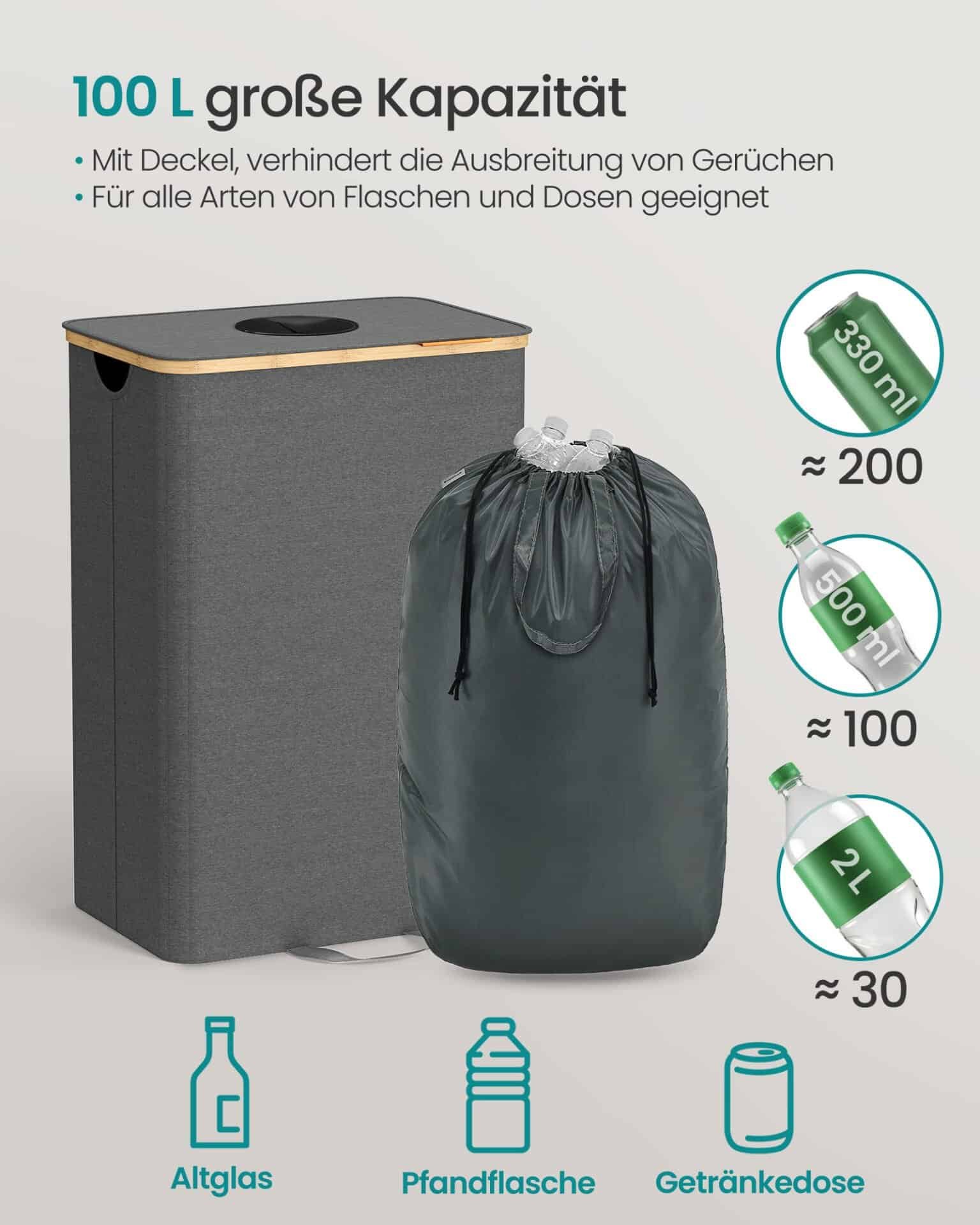 Stor køkkenrecycling bin med tilbehør til affaldssortering.