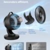 Bordventilator, Stille Ventilator 20 dB, LED-display, Fjernbetjening, Effektiv Køling, Blæksort - Billede 5