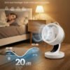 Lydløs bordventilator 20dB med fjernbetjening, 70° oscillation, 12 timer, Cloud White - Billede 3