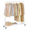 SONGMICS Clothes Rack, Garment Rack on Wheels, Coat Rack, 2 Lockable Wheels, Bedroom, Holds up to 50 kg, 38 x 110 x 141.5 cm, Matte White HSR016WG01