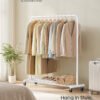 SONGMICS Clothes Rack, Garment Rack on Wheels, Coat Rack, 2 Lockable Wheels, Bedroom, Holds up to 50 kg, 38 x 110 x 141.5 cm, Matte White HSR016WG01 - Billede 2