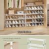 SONGMICS Bamboo Shoe Rack, 3-Tier Stackable Space-Saving Storage Shelf for Entryway, Living Room, Bedroom, Garage, Holds 12-16 Pairs, 25 x 70 x 51.5 cm, Cloud White LBS053WZ01 - Billede 4