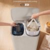 SONGMICS Laundry Basket with Lid, 160L Large Hamper, 2 Compartments, Removable Liner Bags, Foldable Washing Bin with Handles, 56 x 40.5 x 70 cm, Beige, Brosi Collection LCB822L101 - Billede 3
