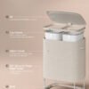 SONGMICS Laundry Basket with Lid, 160L Large Hamper, 2 Compartments, Removable Liner Bags, Foldable Washing Bin with Handles, 56 x 40.5 x 70 cm, Beige, Brosi Collection LCB822L101 - Billede 4