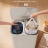 SONGMICS Laundry Basket with Lid, 160L Large Hamper, 2 Compartments, Removable Liner Bags, Foldable Washing Bin with Handles, 56 x 40.5 x 75 cm, Beige, Brosi Collection LCB832L101 - Billede 3