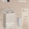 SONGMICS Laundry Basket with Lid, 160L Large Hamper, 2 Compartments, Removable Liner Bags, Foldable Washing Bin with Handles, 56 x 40.5 x 75 cm, Beige, Brosi Collection LCB832L101 - Billede 6