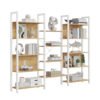 VASAGLE Bookcase, Bookshelf with 14 Shelves, Metal Frame, Shelf Unit for Living Room, Home Office, Industrial Style, 24 x 158 x 166 cm, Golden Oak and Matte White LLS107YA01