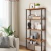 VASAGLE Superfast Toolless Assembly, 5-Tier Storage Shelf, Standing Shelving Unit, 23.8 x 60 x 139 cm, Living Room, Bedroom, Kitchen, Rustic Brown and Ink Black LLS165K01 - Billede 2