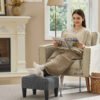 SONGMICS Foot Stool, Small Linen-Look Fabric Footstool Ottoman with Thick Cushion and Legs, for Living Room, Bedroom, Entryway, 330 lb Weight Capacity, Dark Gray ULOM502G01 - Billede 2